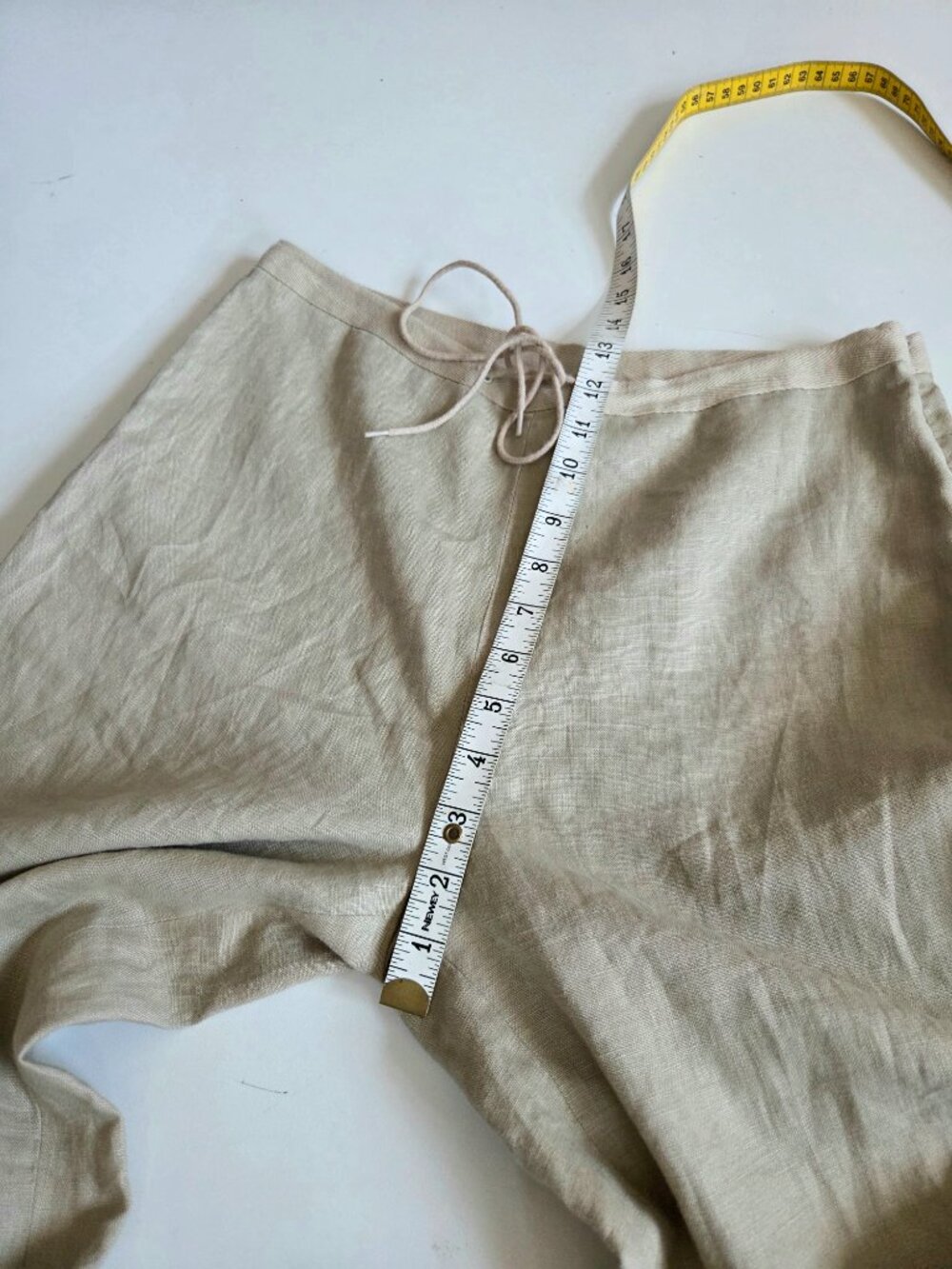 Classic Drawstring Linen Pants - Cream - Picture 7 of 9